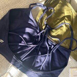 NWT Fabletics Navy and Olive Dash Bra Bundle L